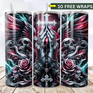 Tumbler Wrap Prayer Hands, Mani in preghiera, Gesù, Memoriale, Arte digitale, Sublimazione cristiana, Tumbler Wrap religioso da 20 once, Download digitale