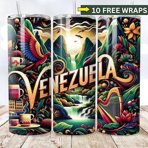 20oz Tumbler Wraps Venezuela, Venezuela Flag Tumbler PNG, Patriotic Skinny Tumbler Sublimation, Venezuela PNG, 20oz Tumbler Wraps Venezuela