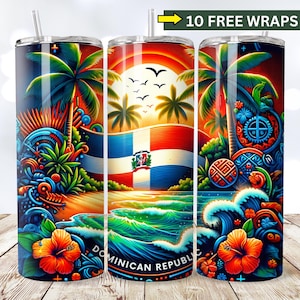Dominican Republic Sublimation Tumbler Wrap, 20oz Skinny SEAMLESS Tumbler Wrap, Dominican Flag Tumbler Wrap, Digital Download, Dominicano