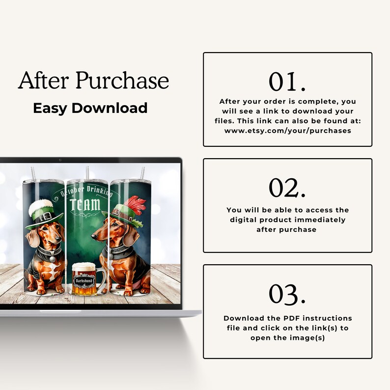 May include: A digital download graphic design for a tumbler featuring two dachshunds wearing green hats and holding a beer mug. The text on the tumbler says "October Drinking Team".