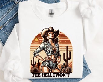 Retro cowgirl-png: pittig western rodeo-ontwerp (digitale download)