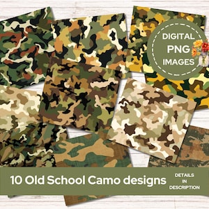 Camuflaje clásico sin costuras PNG, paquete de 10, patrones de camuflaje para caza de patos PNG, sublimación de caza, camuflaje, caza, descarga digital