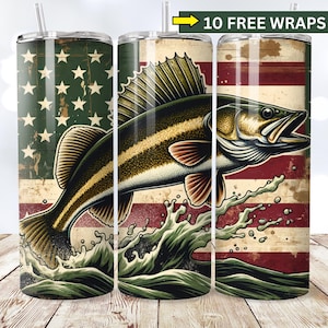 Snoekbaarzen vissen png, visser visser 20oz sublimatie ontwerp, patriottische heren beker wrap, Vaderdag png, camouflage papa png