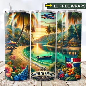 Dominican Republic Sublimation Tumbler Wrap, 20oz Skinny SEAMLESS Tumbler Wrap, Dominican Flag Tumbler Wrap, Digital Download, Dominicano