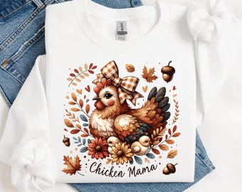 Chicken Mama PNG: Coquette Fall Sublimation Design (Digital Download)