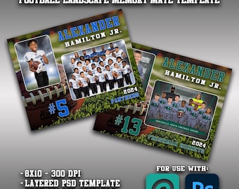 Football Memory Mate Template PSD | Team/Individual Photo Layout | Youth Football Sports Photography Template | Editable Photoshop Download