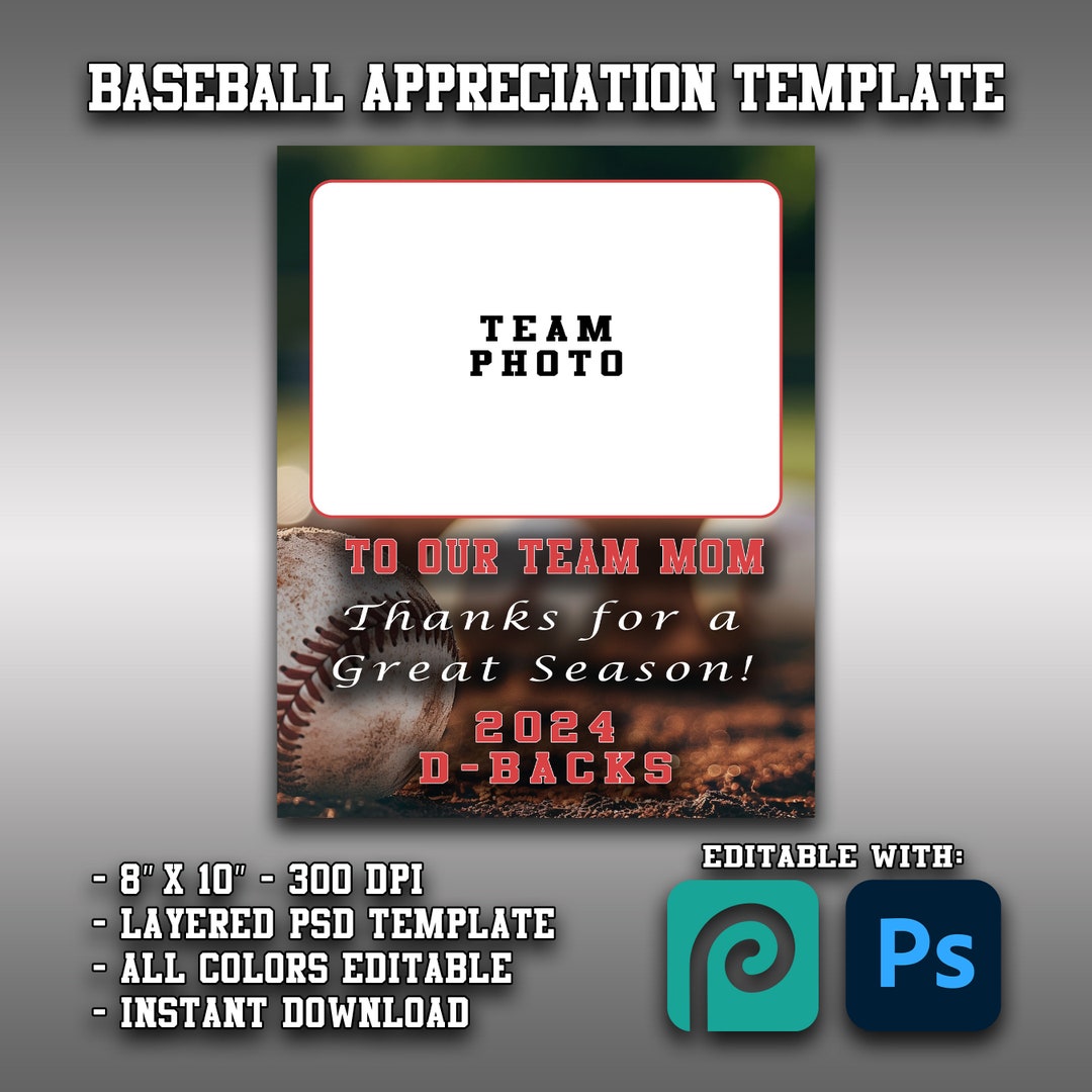 Baseball Coach Appreciation Template BBCP001 PSD Digital Template