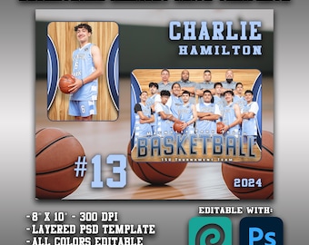 Basketball Team Memory Mate Vorlage - Bearbeitbare PSD (Digitale Datei)