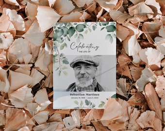 Simple Funeral Memorial Program Minimalist Funeral Program Canva Template Celebration Of Life Program  Printable Funeral Program Template