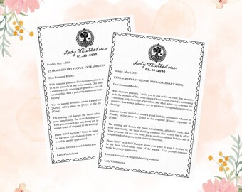 Custom invite, Society papers, Birthday Card, template for canva, Digital Birthday Card, Printable Birthday, Victorian Bridal Shower Invite