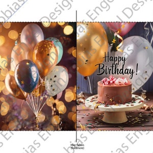 Tarjeta de cumpleaños / plantilla de corte / se requiere impresión dúplex