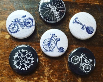 Bikes and Things Buttons set of 6