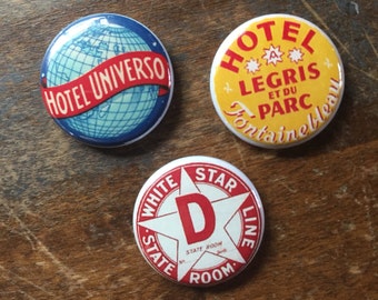 Vintage Hotel Magnets set of 6
