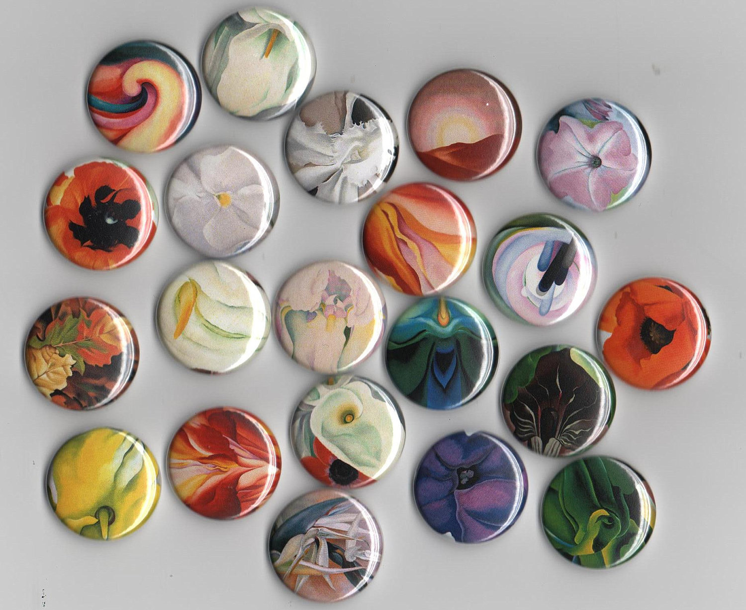 Georgia O'Keeffe Set of 6 assorted 1 inch buttons