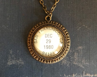Vintage Postmark Pendant Necklace