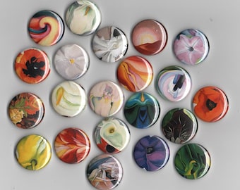 Georgia O'Keeffe Set of 6 assorted 1 inch MAGNETS