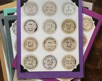 Postmark stickers set of 12