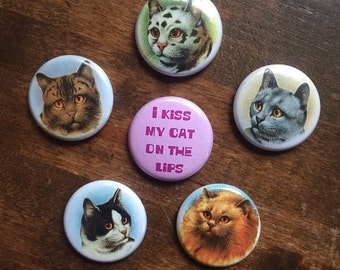 Cat Buttons set of 6