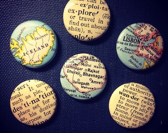 Travel Lovers Pinback Buttons ensemble de six