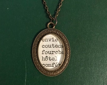 Vintage Words Pendant Necklace