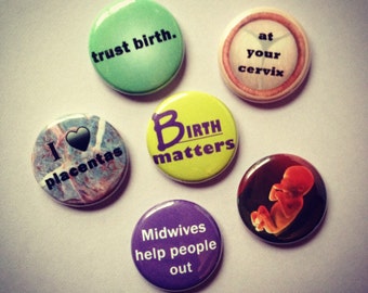 Birth Junkie Set of 6 Pinback Buttons