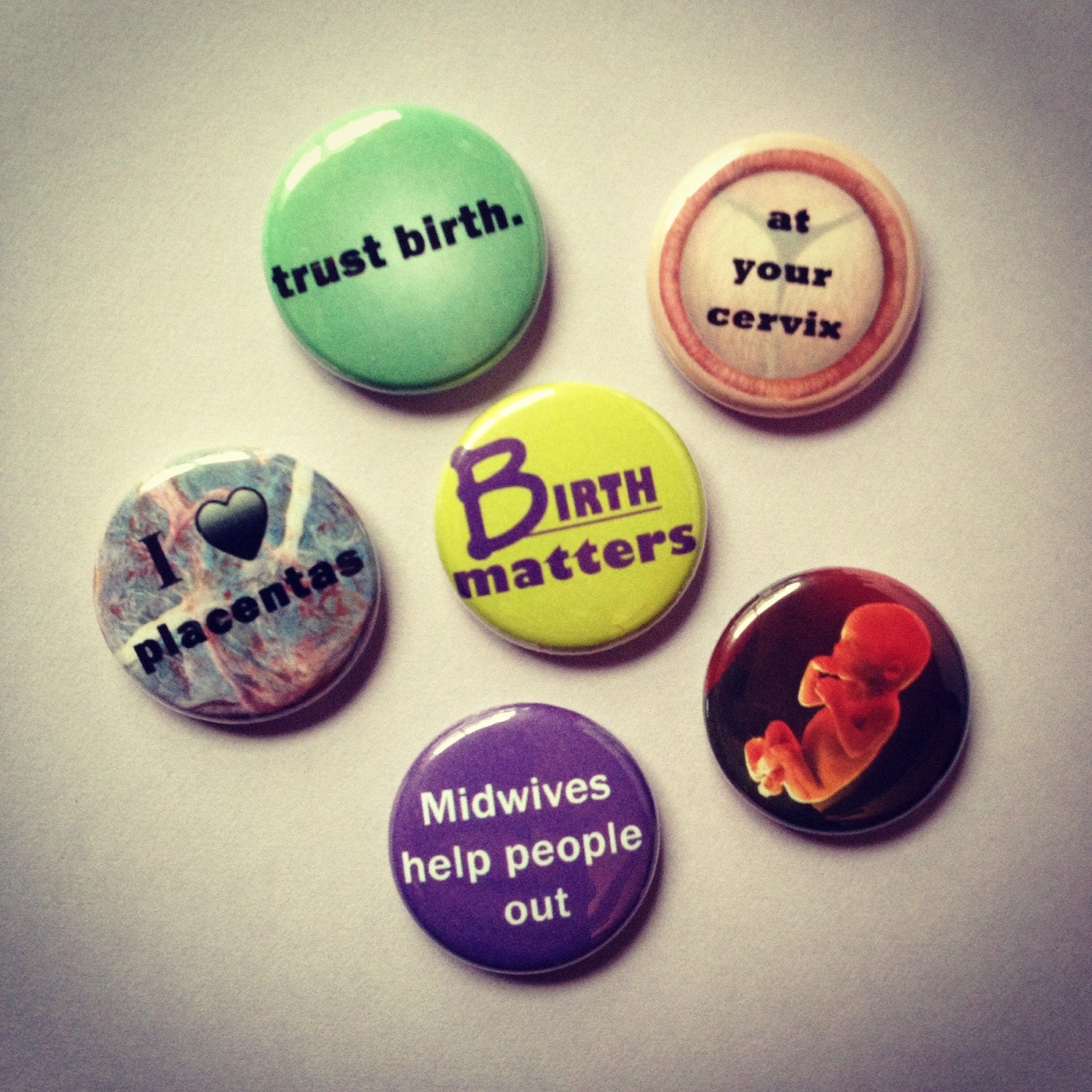 Birth Junkie Set of 6 Pinback Buttons - Etsy