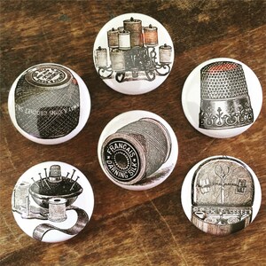 Vintage Sewing Pinback Buttons