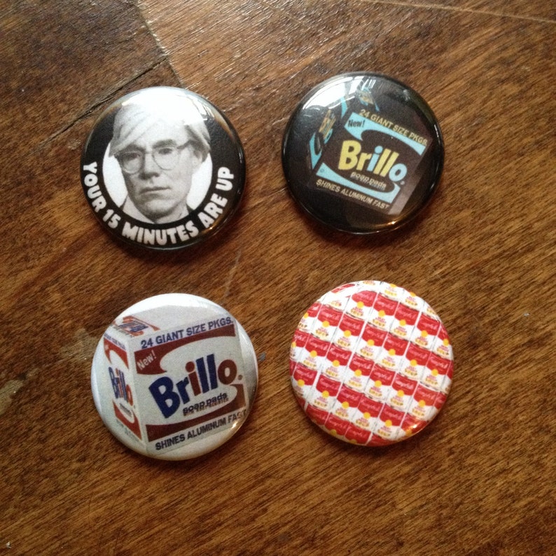 Pop Art Pinback Buttons set of 4 image 1