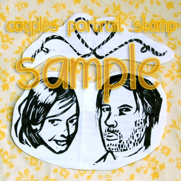 Your own custom couple portrait handcarved rubber stamps