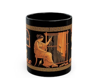 Greek Mythology Mug, Odyssey Penelope at the Loom Coffee Cup, Homer Ancient Greek Vase Art Gift, History Teacher & Classics Lover Gift