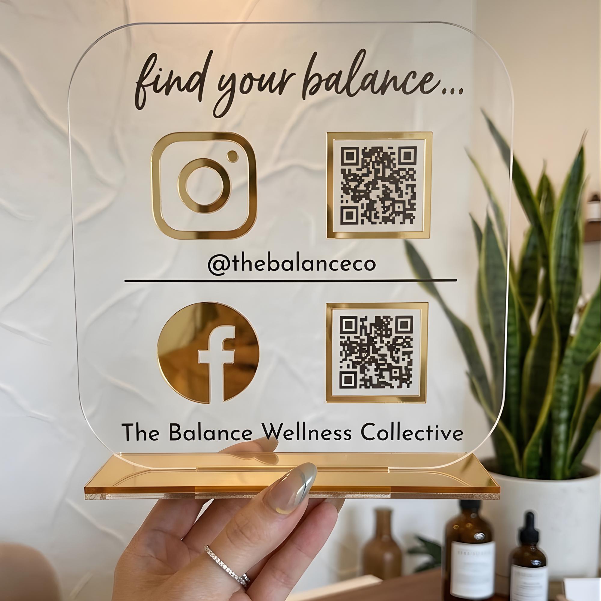 Custom Acrylic Qr Sign, QR Code Payment Sign, Social Media Qr Sign ...
