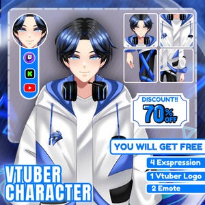Aangepast VTuber-model Live2D-commissie | Anime-kunst | Vtuber-model | Vtuber-activa | pngTuber | Vtuber mannelijk en vrouwelijk | Vtuber-modelcommissie