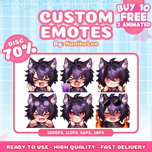 Hoge kwaliteit custom premium Twitch-emotes | Twitch-emoji voor streamer | Youtube, Twitch, Discord | Geanimeerde emotes | Leuke chibi-animestijl