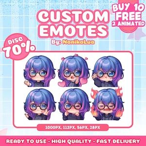 Hoge kwaliteit custom premium Twitch-emotes | Twitch-emoji voor streamer | Youtube, Twitch, Discord | Geanimeerde emotes | Leuke chibi-animestijl
