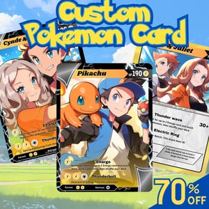 Carte Pokémon personnalisée | Commission Cartes Pokémon | Cadeau personnalisé | Cadeau d'anniversaire personnalisé | Couple | Portrait de famille | Portrait d'animal de compagnie