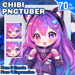 Chibi PNGtuber-avatar, aangepast Live2D-modelontwerp voor Twitch, pngtuber-personage, YouTube- en Facebook-commissie, schattig, Chibi, avatar