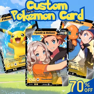 Carte Pokémon personnalisée | Commission Cartes Pokémon | Cadeau personnalisé | Cadeau d'anniversaire personnalisé | Couple | Portrait de famille | Portrait d'animal de compagnie