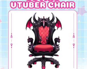 ゴシック VTuber チェアアセット、角付きヘルメットデザイン (PNG)