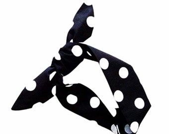 Handmade Polka Dots Head Scarf / ME2 Designs Multipurpose Eco-Friendly Cotton Accessory / White & Black, Red or Pink / Unique Gift Under 15