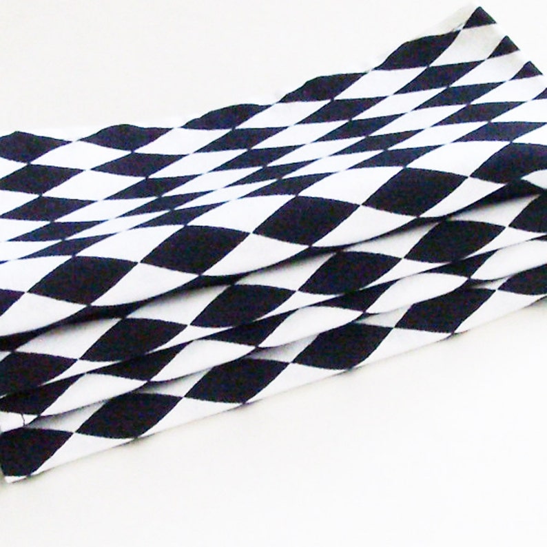 Set of 4 Black and White Harlequin Diamonds Cotton Napkins Crisp Modern Minimalist Eco-Friendly Table Decor Unique Unisex Gift Under 50
