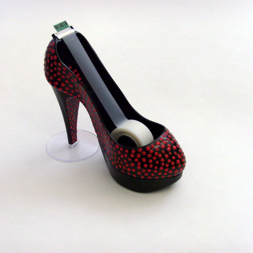 Red Dots Shoe Tape Dispenser / Red Polka Dots on Black Etsy