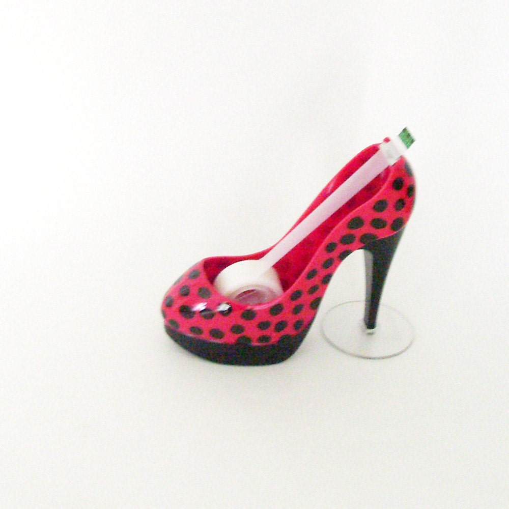 Handmade Polka Dot Shoe Tape Dispenser / Black & Red Platform Etsy