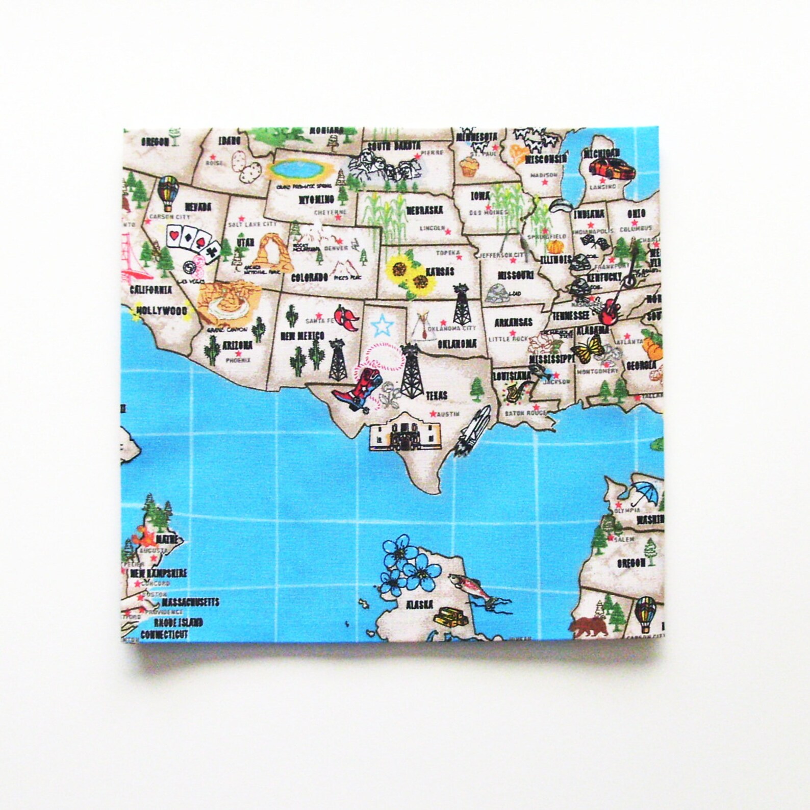 Handmade United States Map Napkins Set of 4 100 Cotton Etsy