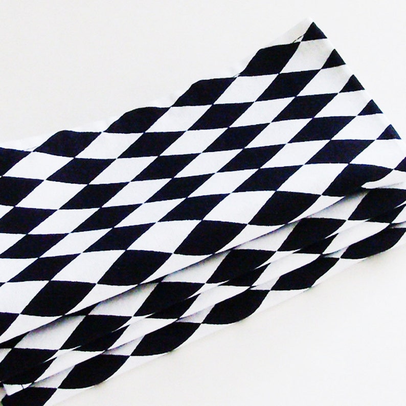 Set of 4 Black and White Harlequin Diamonds Cotton Napkins Crisp Modern Minimalist Eco-Friendly Table Decor Unique Unisex Gift Under 50