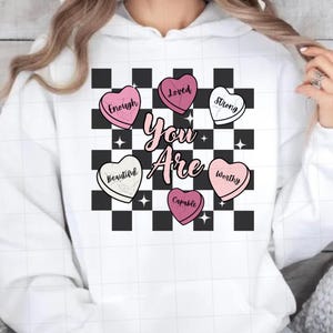 You Are Enough Valentine PNG: Retro Heart Sublimation Design (Digital Download)