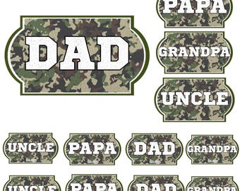 Vintage Camo Dad Est. PNG Bundle: Father's Day Shirt Design (Digital Download