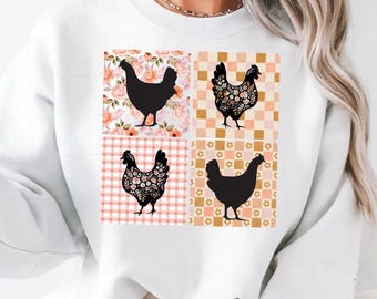 Retro Chicken PNG: Boho Western Sublimation Design (Digital Download)