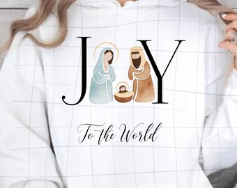 Joy to the World Nativity PNG: Christmas Holiday Design (Digital Download)