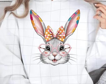 Watercolor Coquette Bunny PNG: Easter Bow Design (Digital Download)