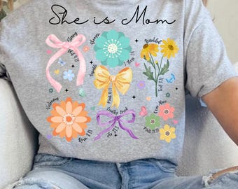 She is Mom Coquette PNG: Boho Floral Christian Mama (Digital Download)